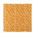 Orange Paw And Bone Pattern Print Silk Bandana