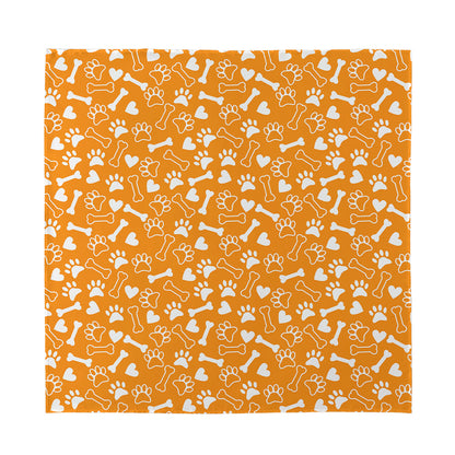 Orange Paw And Bone Pattern Print Silk Bandana