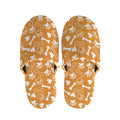 Orange Paw And Bone Pattern Print Slippers