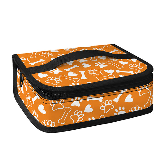 Orange Paw And Bone Pattern Print Small Lunch Bag
