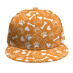 Orange Paw And Bone Pattern Print Snapback Cap