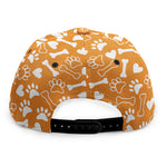 Orange Paw And Bone Pattern Print Snapback Cap