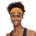 Orange Paw And Bone Pattern Print Sports Headband