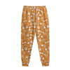 Orange Paw And Bone Pattern Print Sweatpants