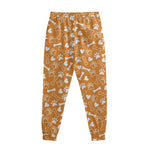 Orange Paw And Bone Pattern Print Sweatpants