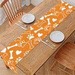 Orange Paw And Bone Pattern Print Table Runner
