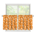 Orange Paw And Bone Pattern Print Tier Curtains