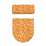 Orange Paw And Bone Pattern Print Toilet Lid And Tank Cover Set