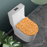 Orange Paw And Bone Pattern Print Toilet Lid Cover