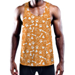 Orange Paw And Bone Pattern Print Training Tank Top