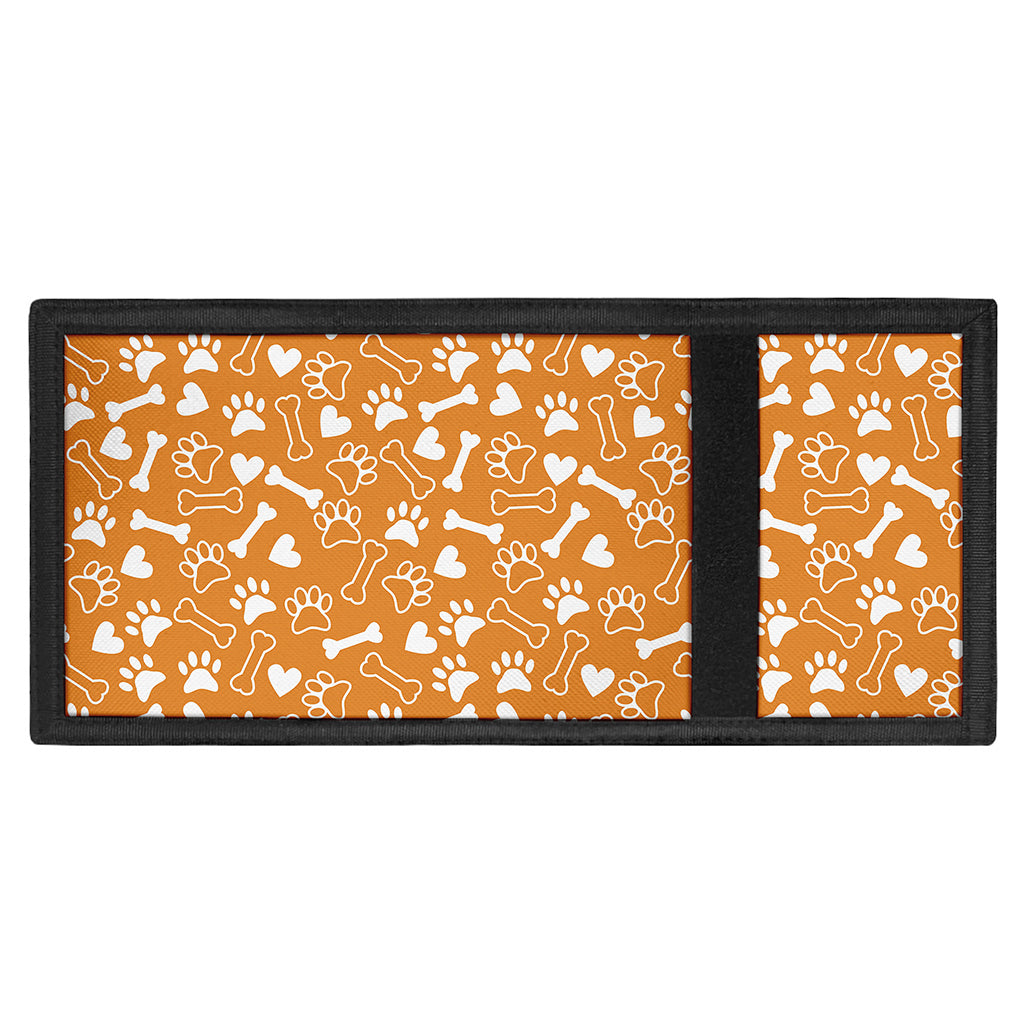 Orange Paw And Bone Pattern Print Trifold Wallet