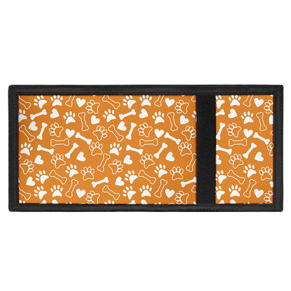 Orange Paw And Bone Pattern Print Trifold Wallet