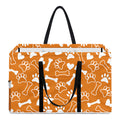 Orange Paw And Bone Pattern Print Utility Tote Bag