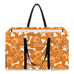 Orange Paw And Bone Pattern Print Utility Tote Bag