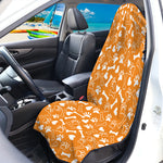 Orange Paw And Bone Pattern Print Waterproof Car Seat Cover