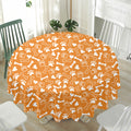 Orange Paw And Bone Pattern Print Waterproof Round Tablecloth