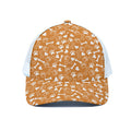 Orange Paw And Bone Pattern Print White Mesh Trucker Hat