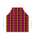 Orange Pink And Black Houndstooth Print Adjustable Apron