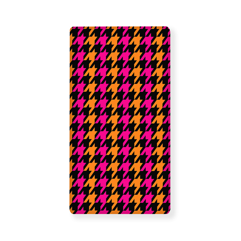 Orange Pink And Black Houndstooth Print Baby Crib Sheet
