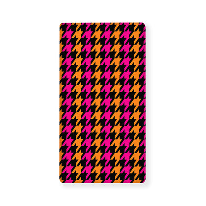 Orange Pink And Black Houndstooth Print Baby Crib Sheet
