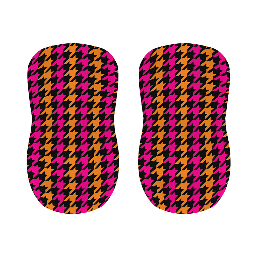 Orange Pink And Black Houndstooth Print Bar Stool Covers
