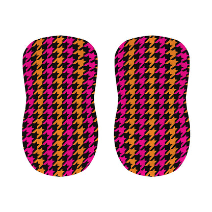 Orange Pink And Black Houndstooth Print Bar Stool Covers