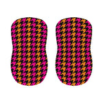 Orange Pink And Black Houndstooth Print Bar Stool Covers