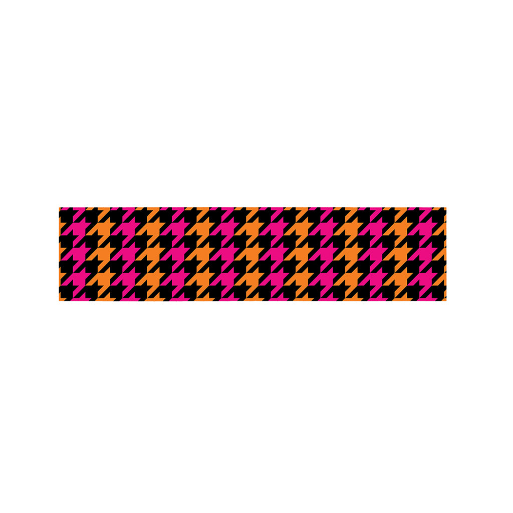 Orange Pink And Black Houndstooth Print Bed Runner