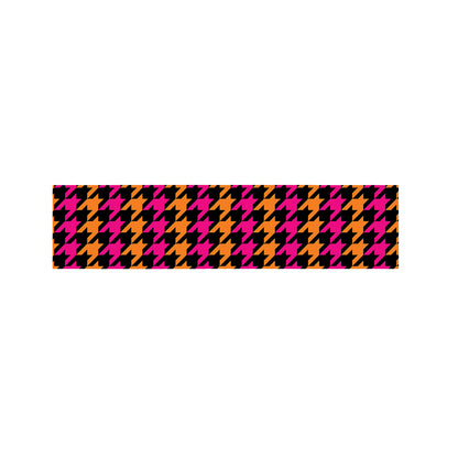 Orange Pink And Black Houndstooth Print Bed Runner