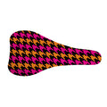 Orange Pink And Black Houndstooth Print Bicycle Seat Cover