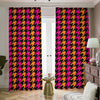 Orange Pink And Black Houndstooth Print Blackout Pencil Pleat Curtains