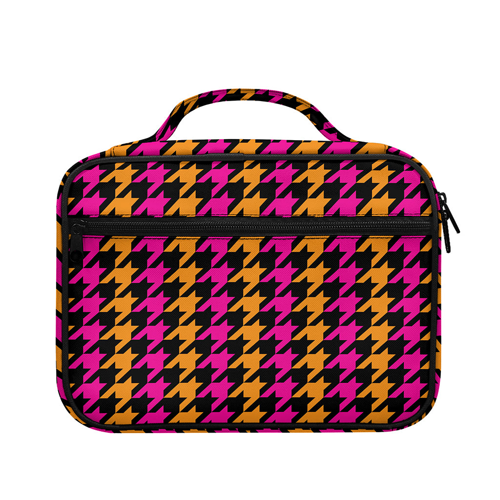 Orange Pink And Black Houndstooth Print Briefcase Bible Bag