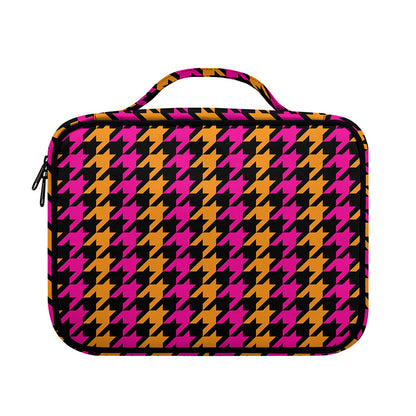 Orange Pink And Black Houndstooth Print Briefcase Bible Bag