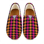 Orange Pink And Black Houndstooth Print Casual Shoes