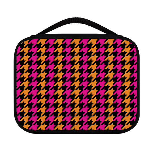 Orange Pink And Black Houndstooth Print Classic Bible Case