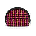 Orange Pink And Black Houndstooth Print Coin Purse