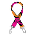 Orange Pink And Black Houndstooth Print Dog Seat Belt