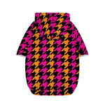 Orange Pink And Black Houndstooth Print Dog Zip Up Hoodie