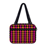 Orange Pink And Black Houndstooth Print Double Strap Bible Bag