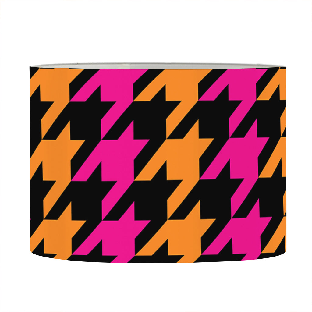 Orange Pink And Black Houndstooth Print Drum Lamp Shade