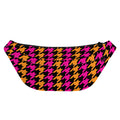 Orange Pink And Black Houndstooth Print Fanny Pack