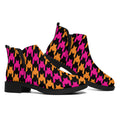 Orange Pink And Black Houndstooth Print Flat Ankle Boots