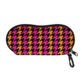 Orange Pink And Black Houndstooth Print Glasses Case