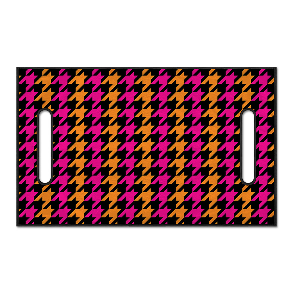 Orange Pink And Black Houndstooth Print Golf Cart Seat Cover