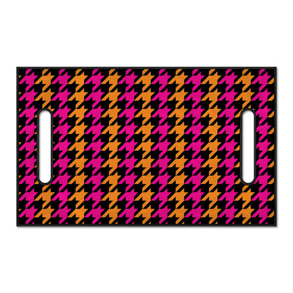 Orange Pink And Black Houndstooth Print Golf Cart Seat Cover