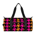 Orange Pink And Black Houndstooth Print Gym Bag