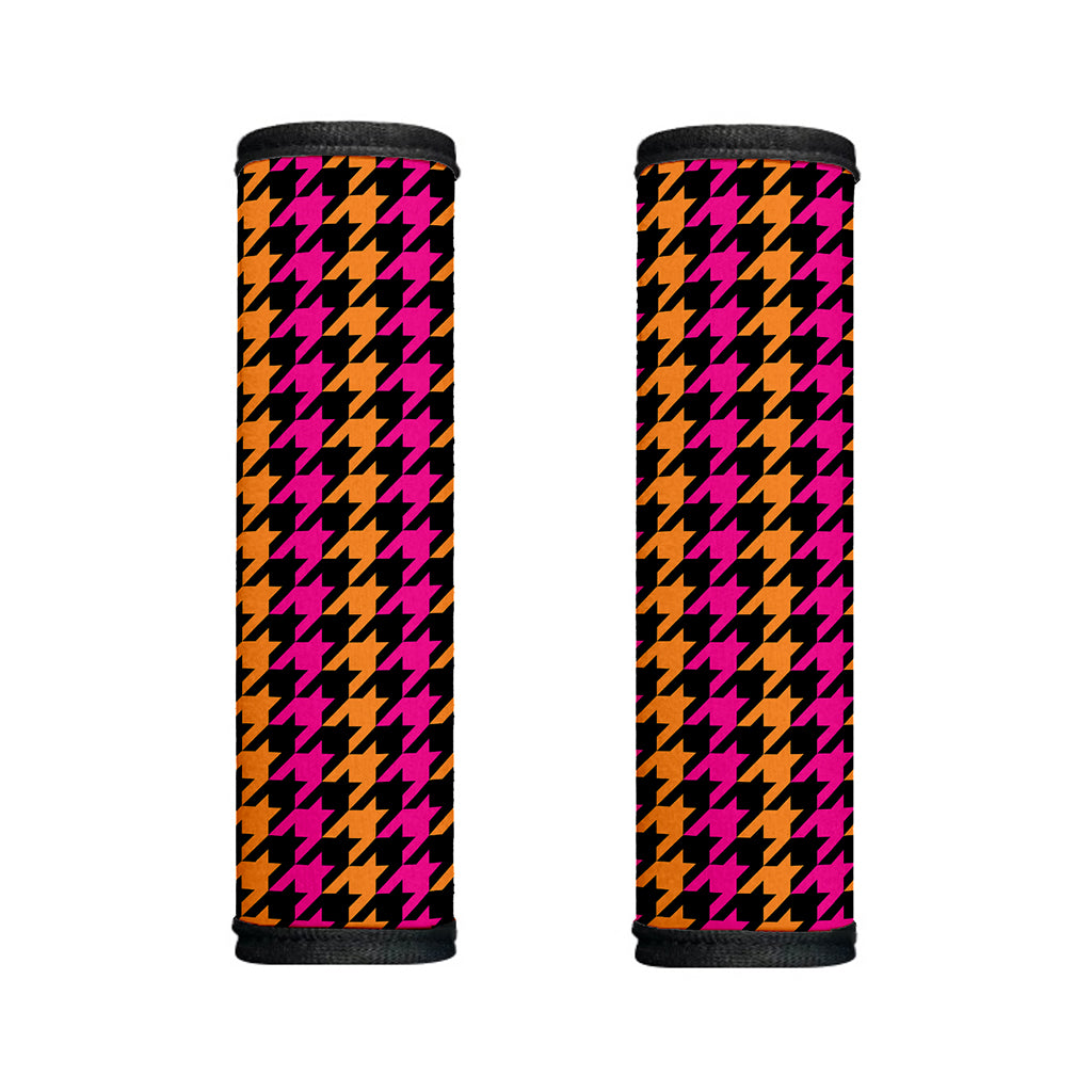 Orange Pink And Black Houndstooth Print Handle Covers
