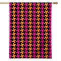 Orange Pink And Black Houndstooth Print House Flag