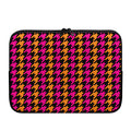 Orange Pink And Black Houndstooth Print Laptop Sleeve