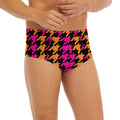 Orange Pink And Black Houndstooth Print Men's Briefs